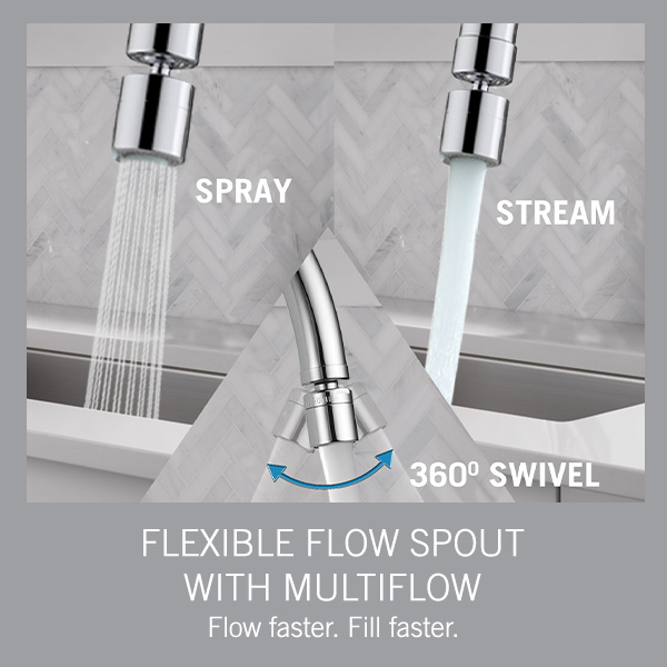Single handle cold water kitchen faucet featuring a two-function aerator for adjustable flow.