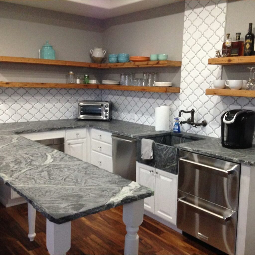 Soapstone Countertops Uses Soapstone Material, White And Black Soapstone Kitchen Countertops Are Popular.