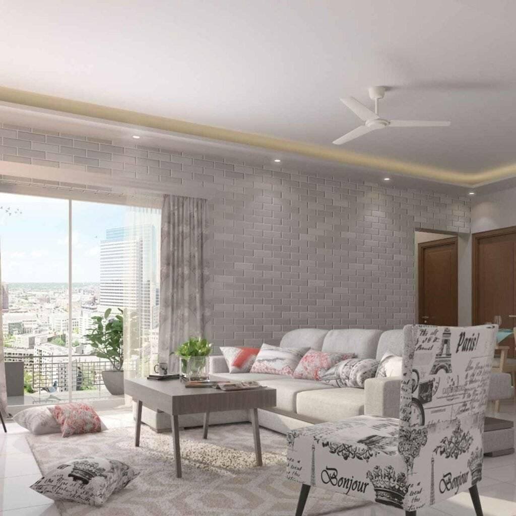 Wall mounted hanging lights in living room