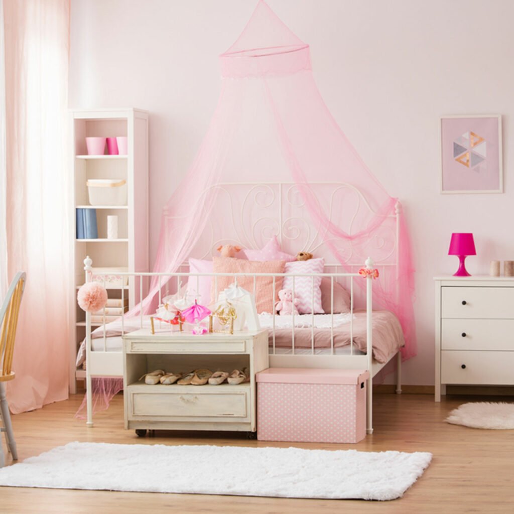Kids room for girls - Colour your kids bedroom with Power Pastels like Pink, Peach and Mint.