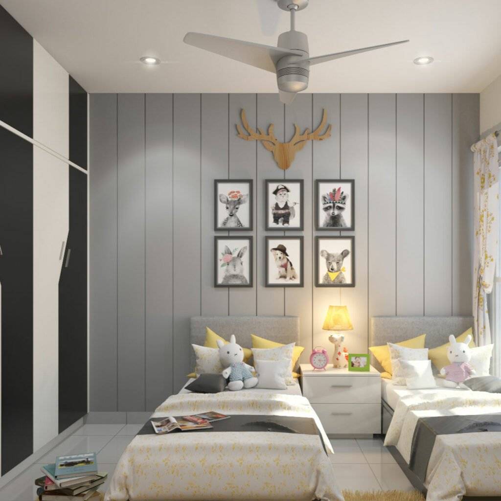 Kids Bedroom Paint Ideas - Colour your childrens bedroom with neutral shades like White, Ivory and Brown.
