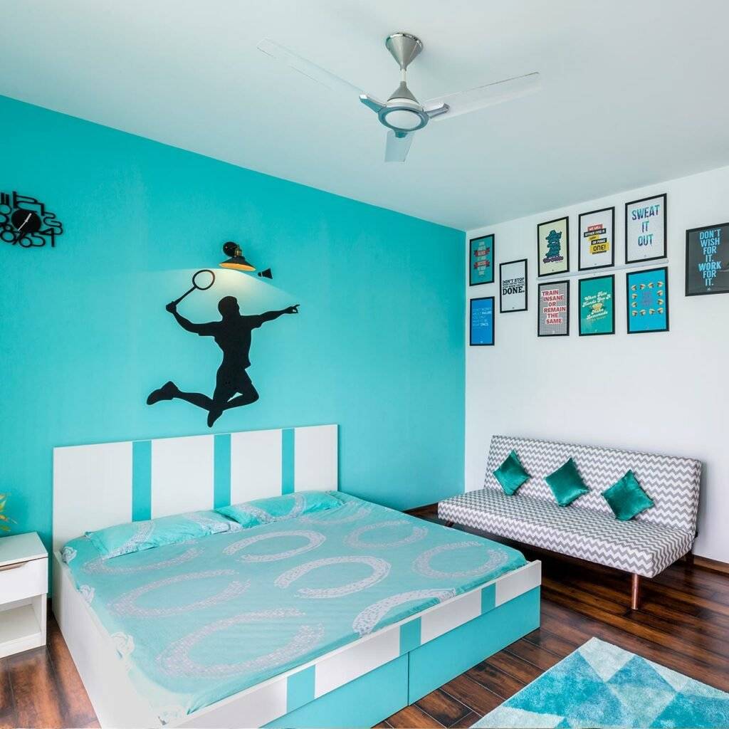 Kids Bedroom design ideas for small spaces - choose Blue, Teal, Green and Turquoise for Kids room colours.