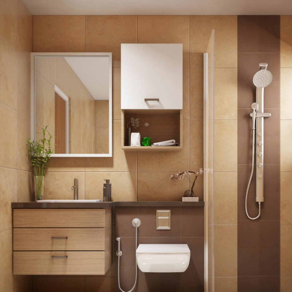 A Bathroom with good storage