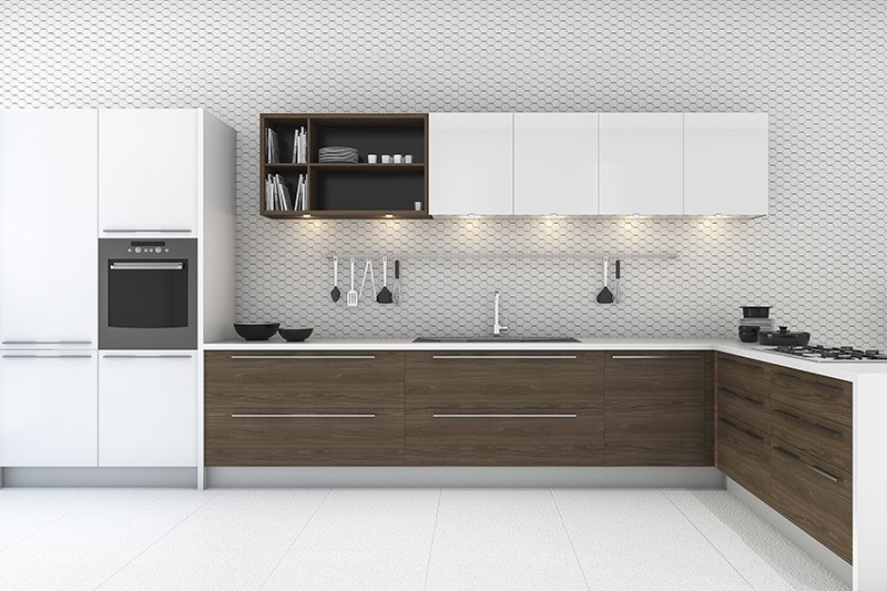 Washable kitchen wallpaper with thousands of curved hexagon patterns connected to each other with a light colour which is also a removable wallpaper kitchen