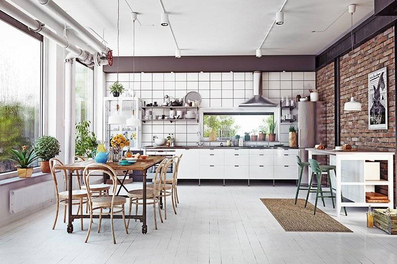 Arch design for open kitchen design with finishes and textures such as open walls in Indian Open kitchen designs