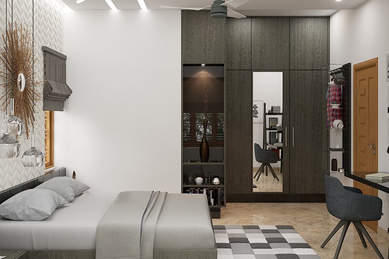 Wardrobe with mirror design where you can incorporate a mirror on one of its doors of the dressing mirror