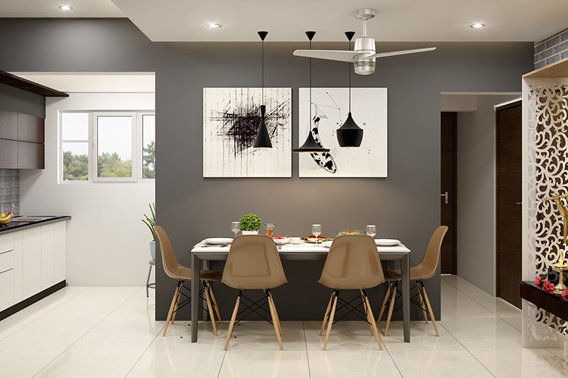 Modern dining room decor ideas for your home where the dining area is setup against the wall