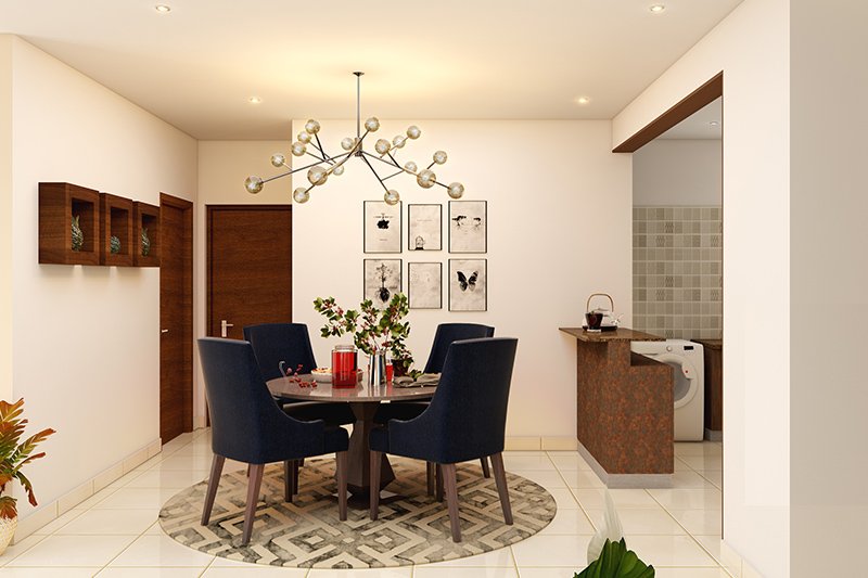 Round modern dining room sets for small spaces with space constraints