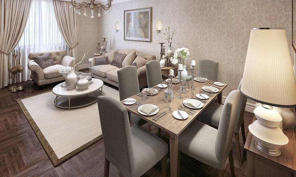 Wallpaper design for dining room, pick the right style of dining room wallpaper that blends with the overall aesthetics of the room.