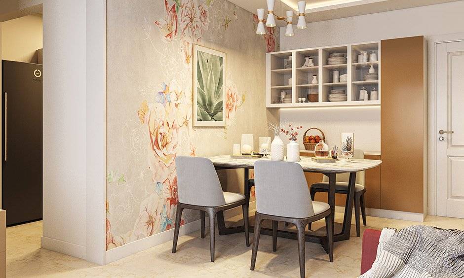 Dining room wallpaper looks for sleek patterns as these wallpapers reflect maximum light if your room has dark walls.