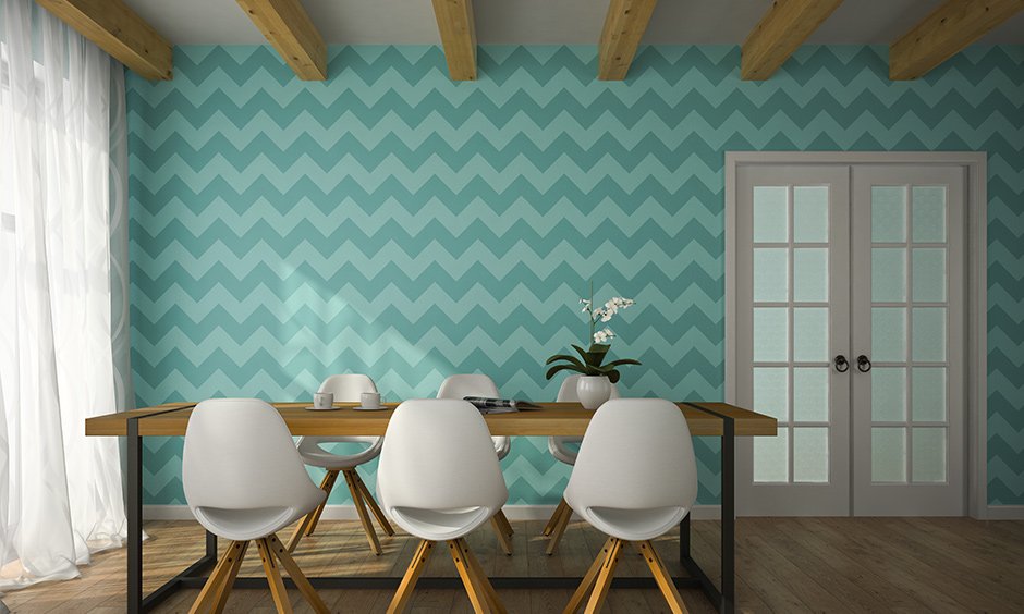Wallpaper designs for dining room to choose the right colour to add drama and freshness to a room