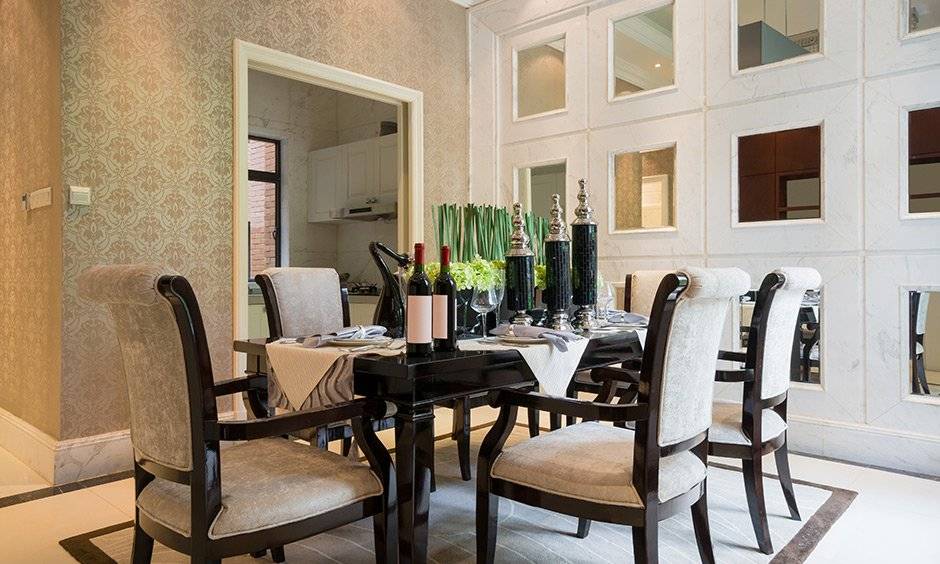 Dining room wallpaper texture or perceived textures can help you hide flaws on your dining room wall.
