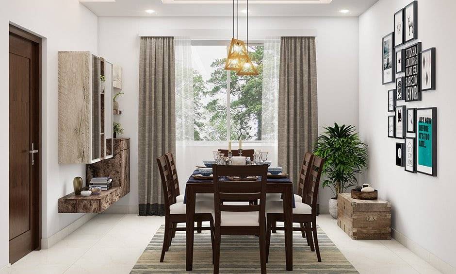 Dining room decor with pendant lights above the table for some extra charm and sparkle