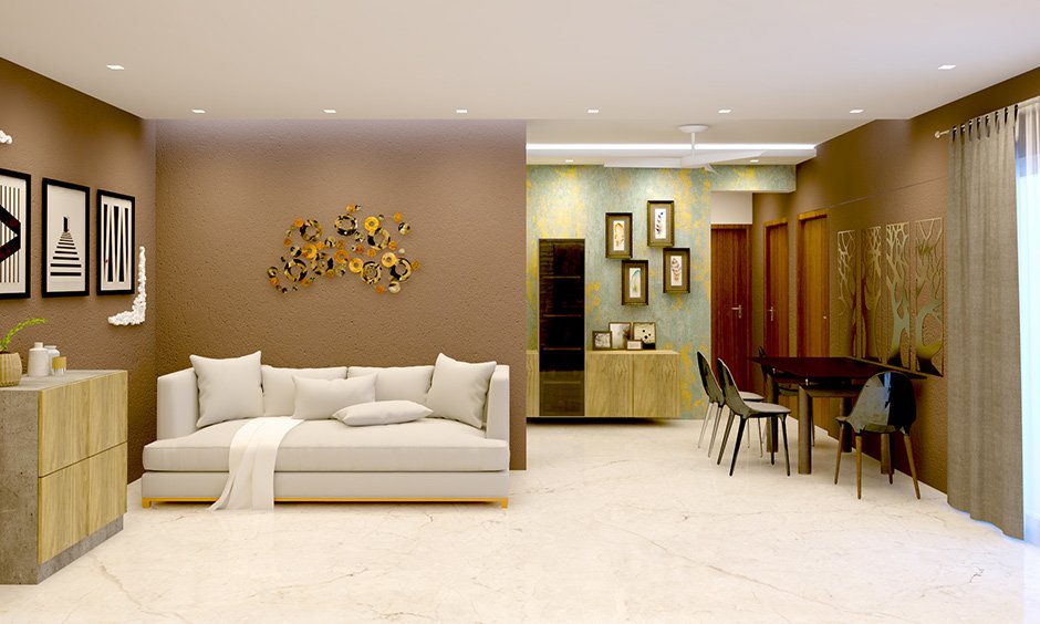 Living and dining room with a love for library where your books can be safe