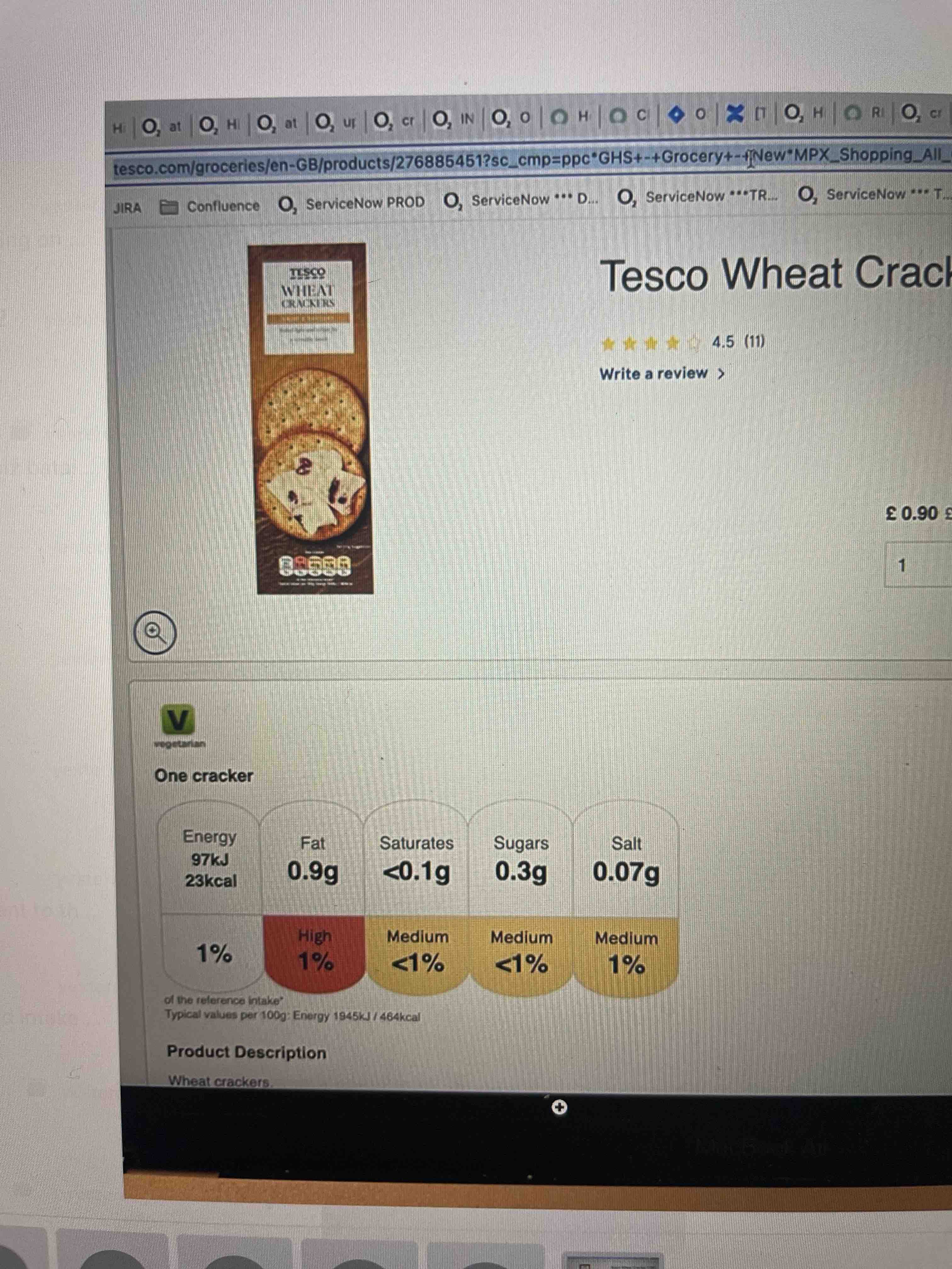 Tesco wheat cracker Health and Nutrition Facts