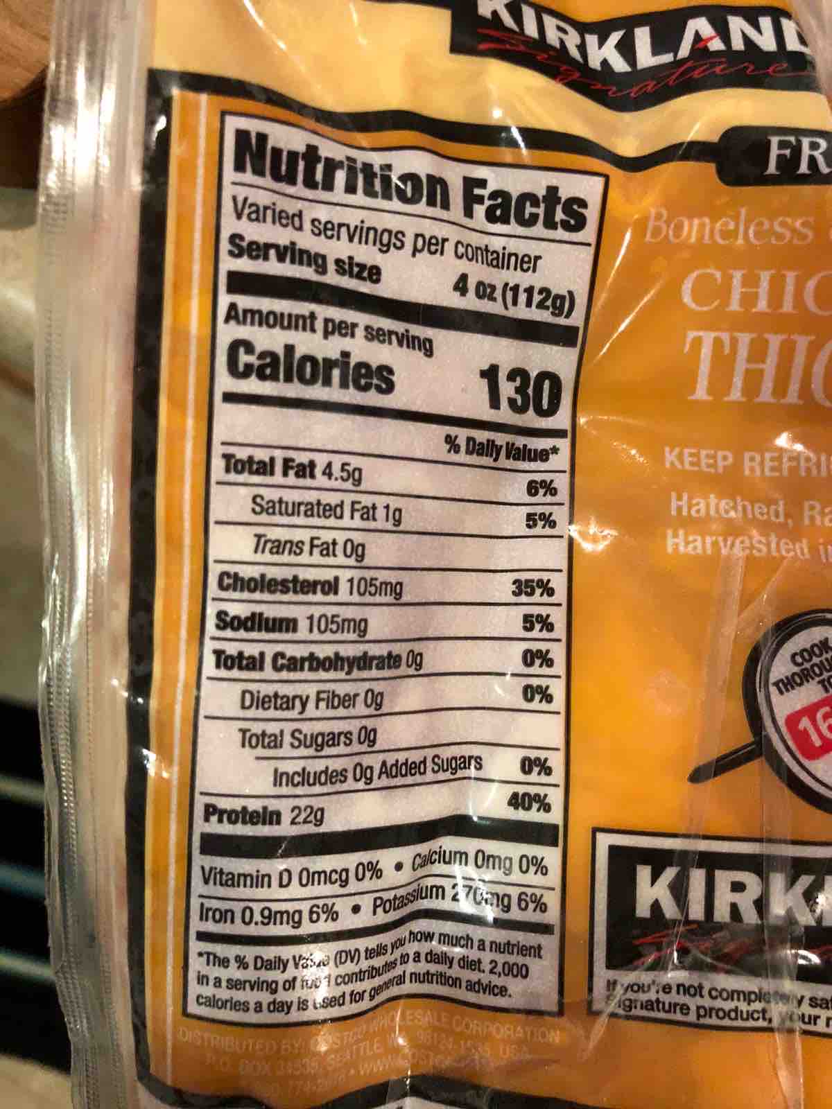 Kirkland Chicken Thigh Health And Nutrition Facts