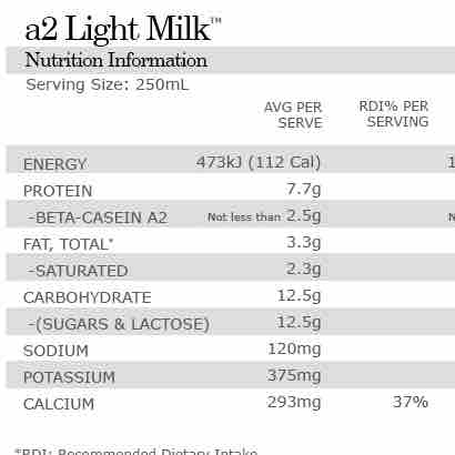 a2 light milk