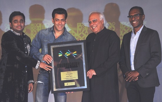 Salman Khan, A R Rahman and Hon'ble Minister Kapil Sibal At The Launch Of The Album Raunaq