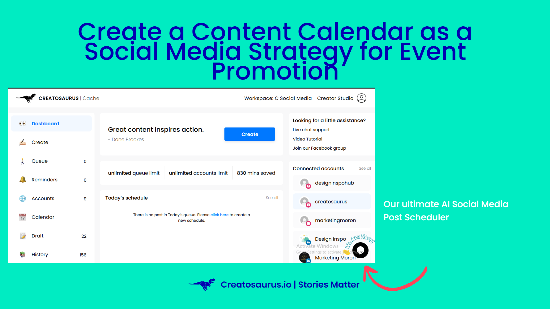 Create a content calendar for your social media event promote for free