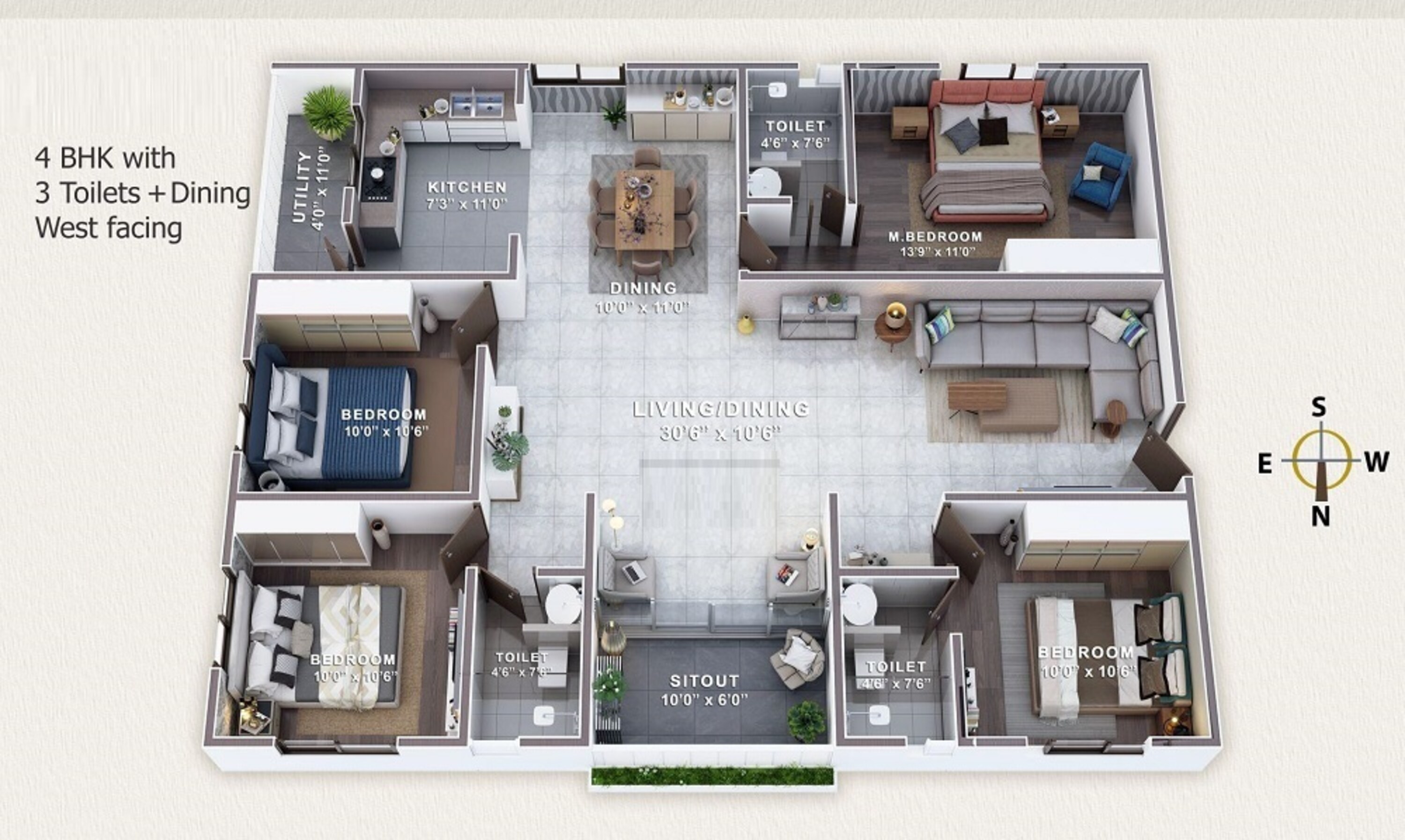 4BHK floor plan