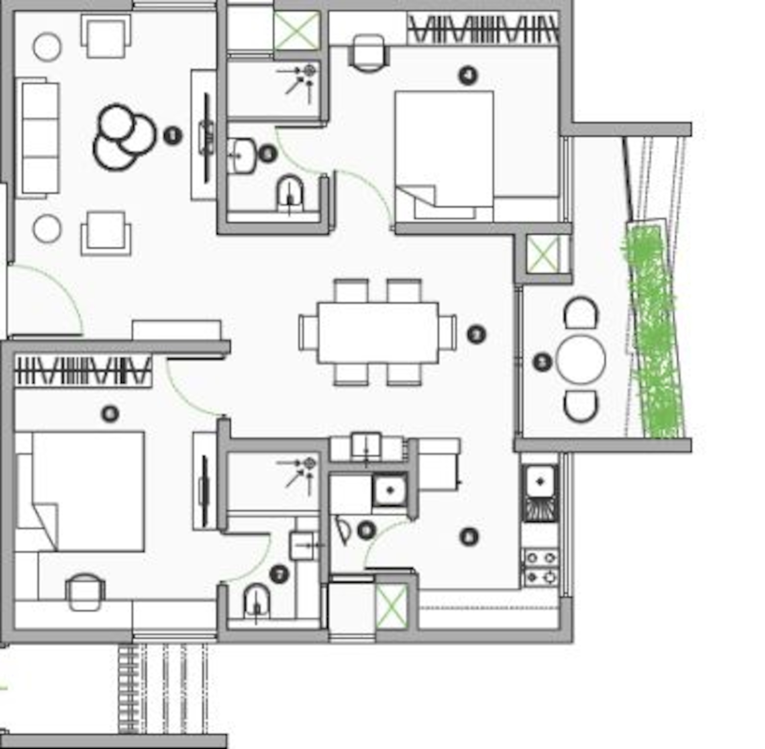 2BHK floor plan