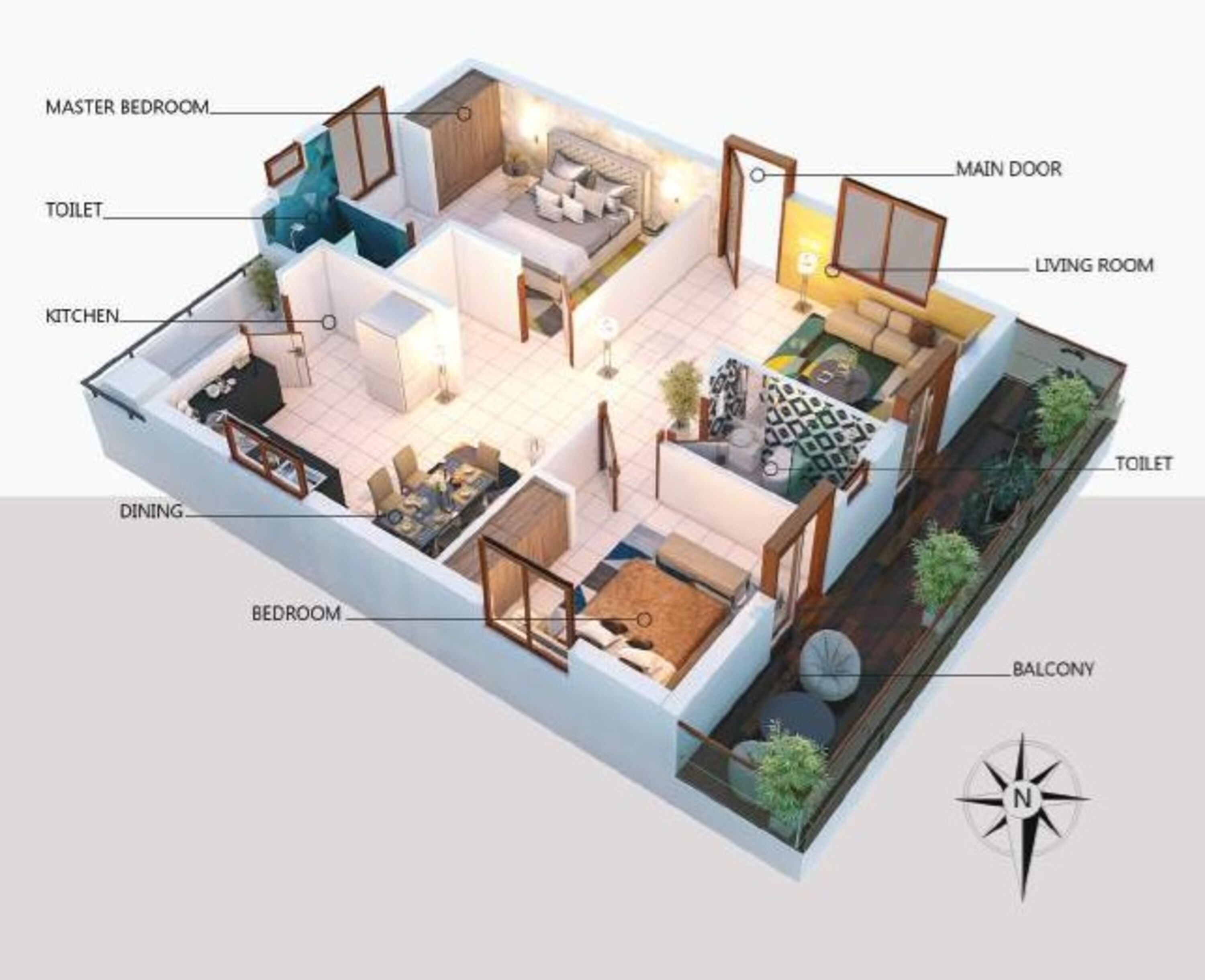 2BHK floor plan