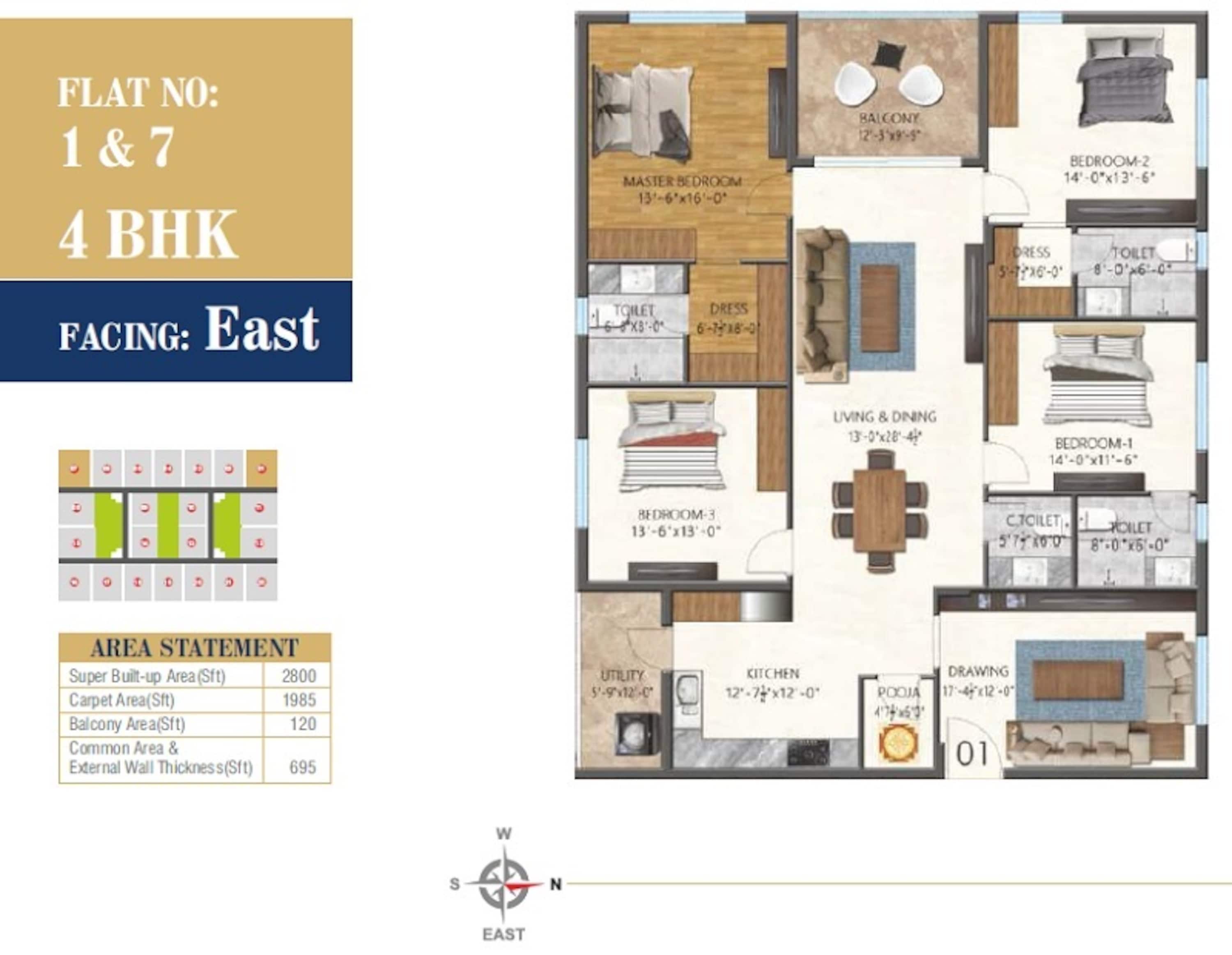 4BHK floor plan