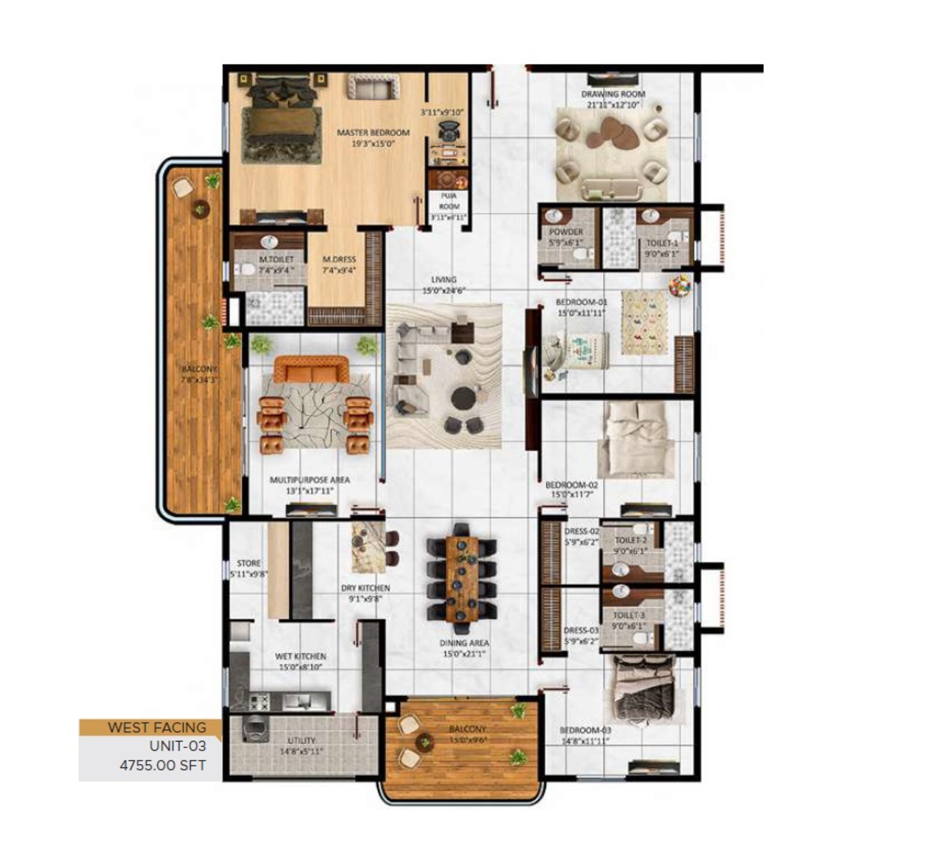 4BHK floor plan