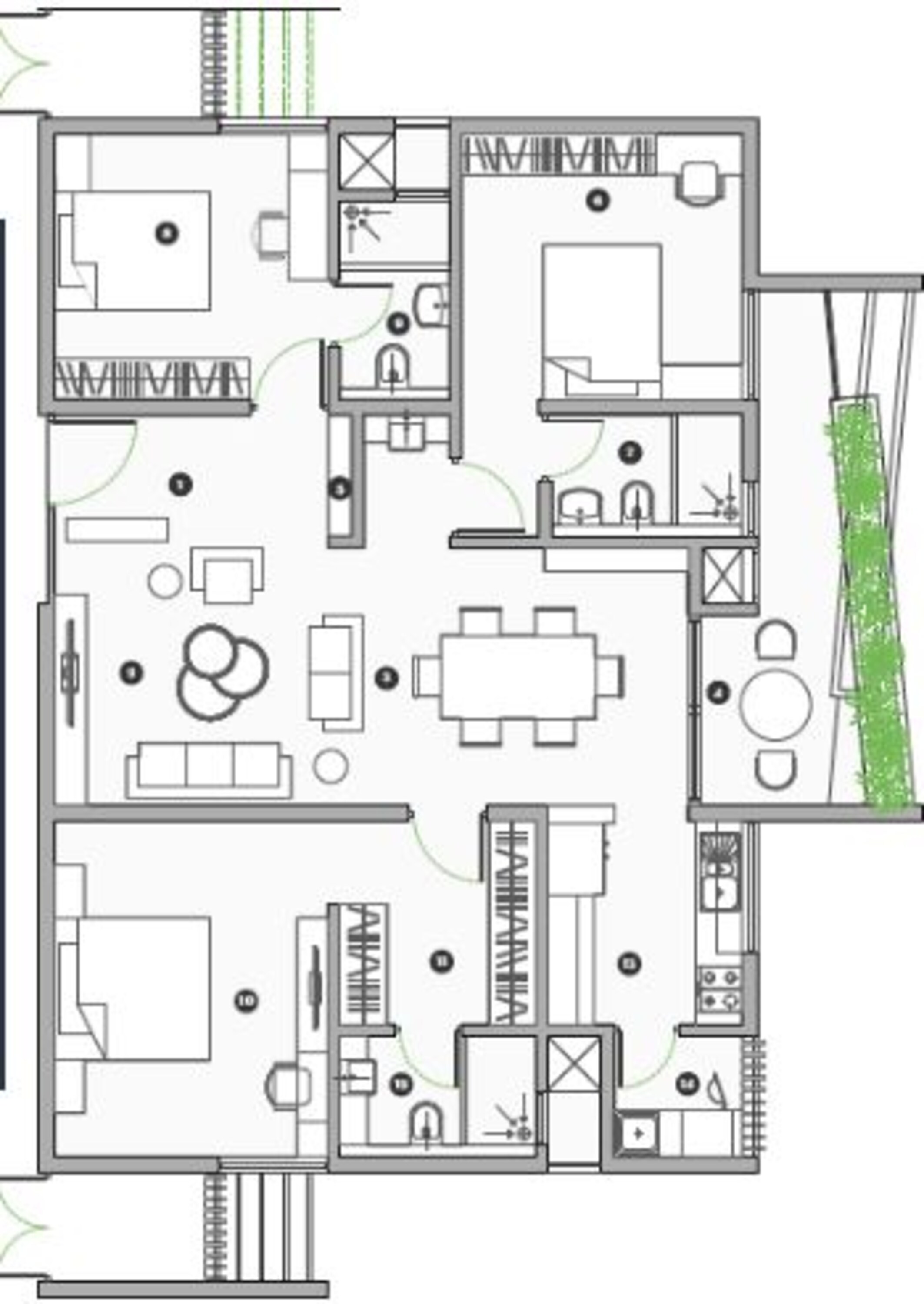 3BHK floor plan