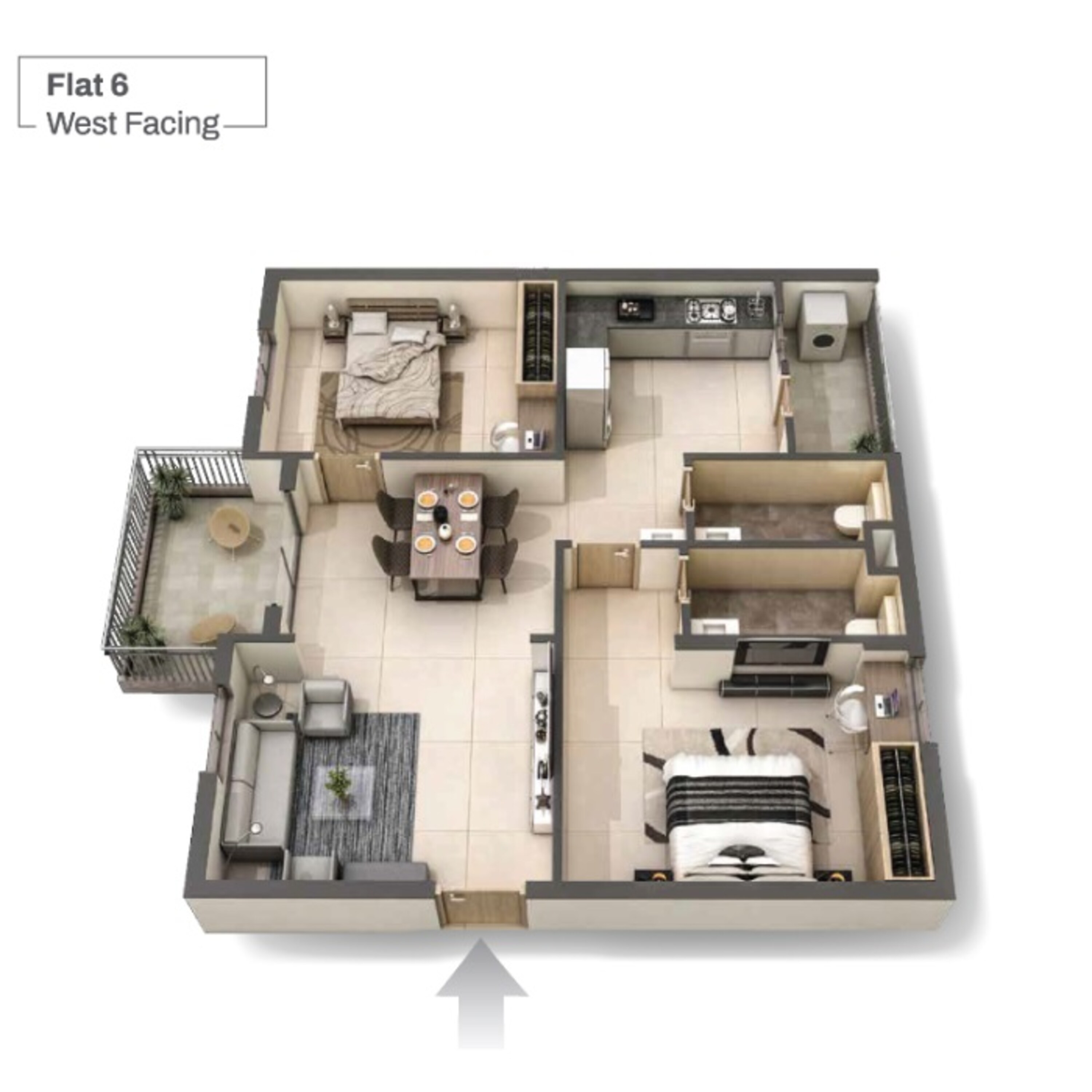 2BHK floor plan