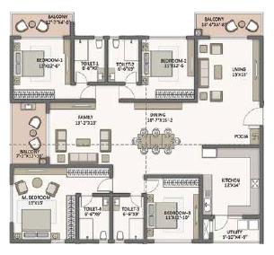 4BHK floor plan
