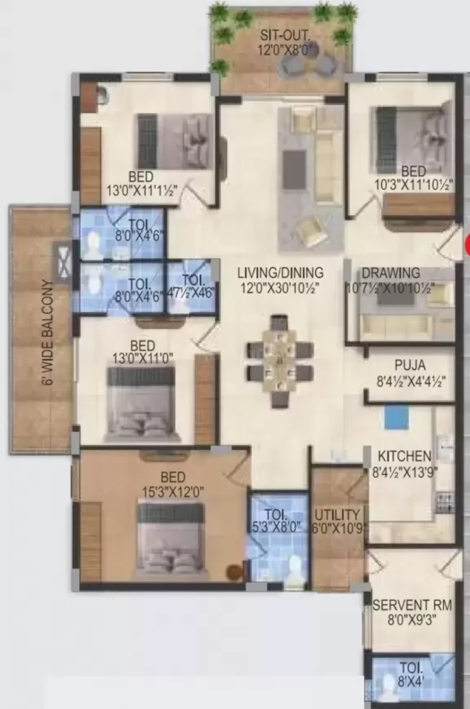 4BHK floor plan