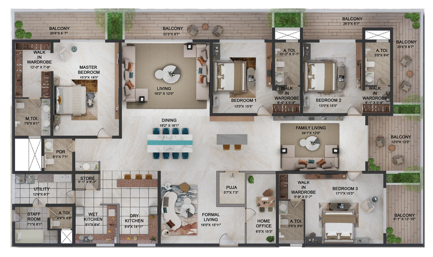 4BHK floor plan