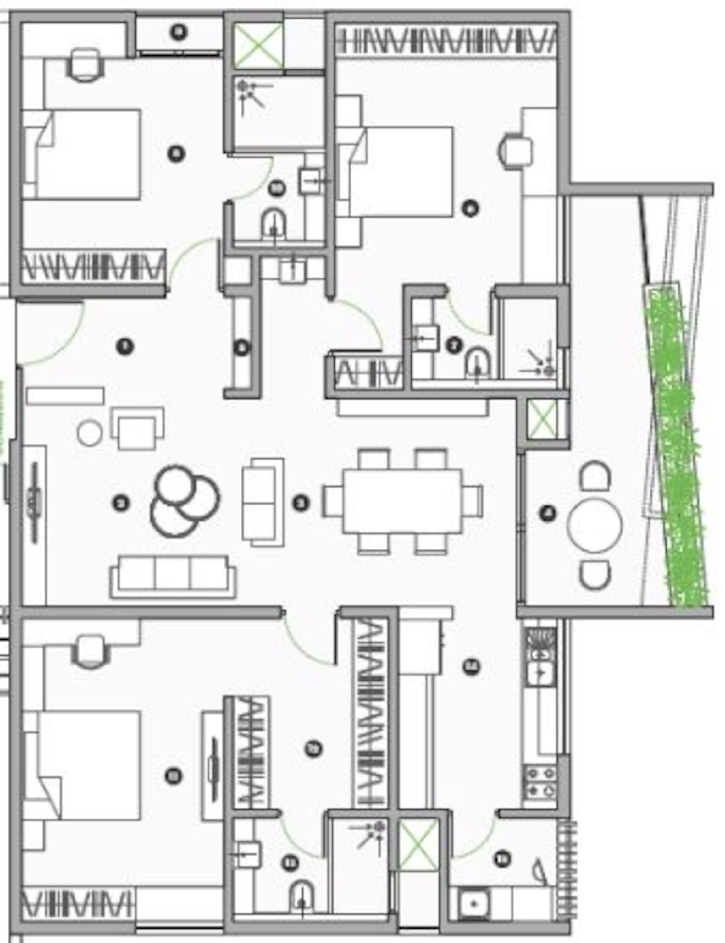 3BHK floor plan