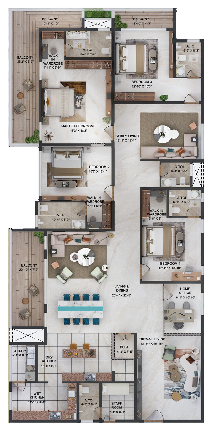4BHK floor plan