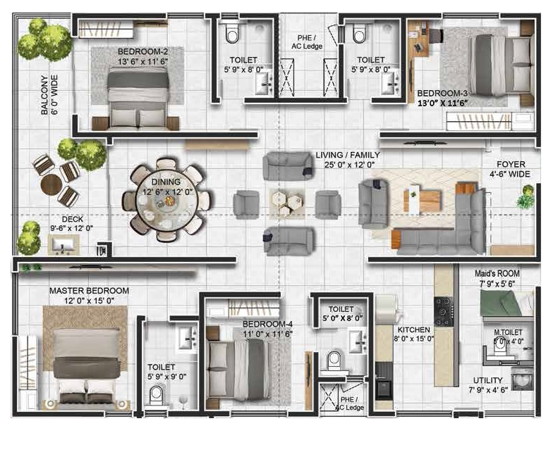 4BHK floor plan