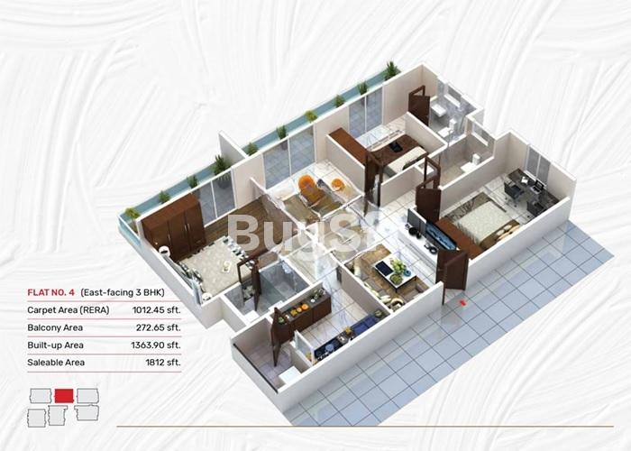 3BHK floor plan