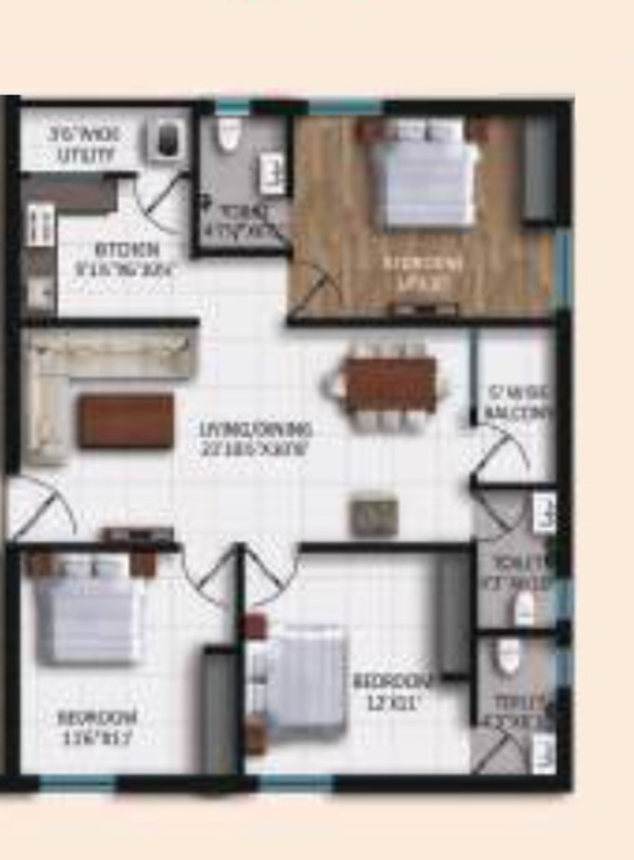 3BHK floor plan