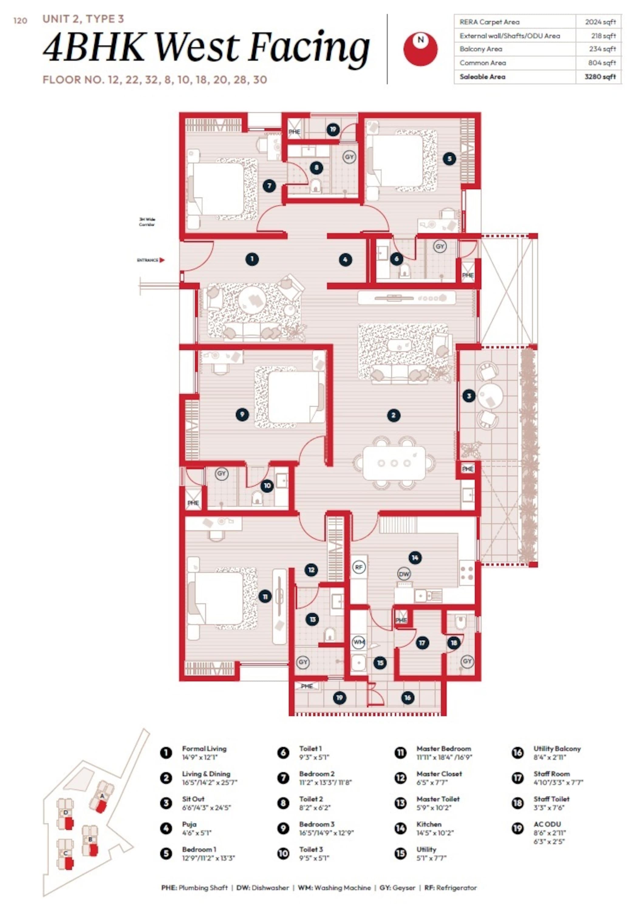 4BHK floor plan