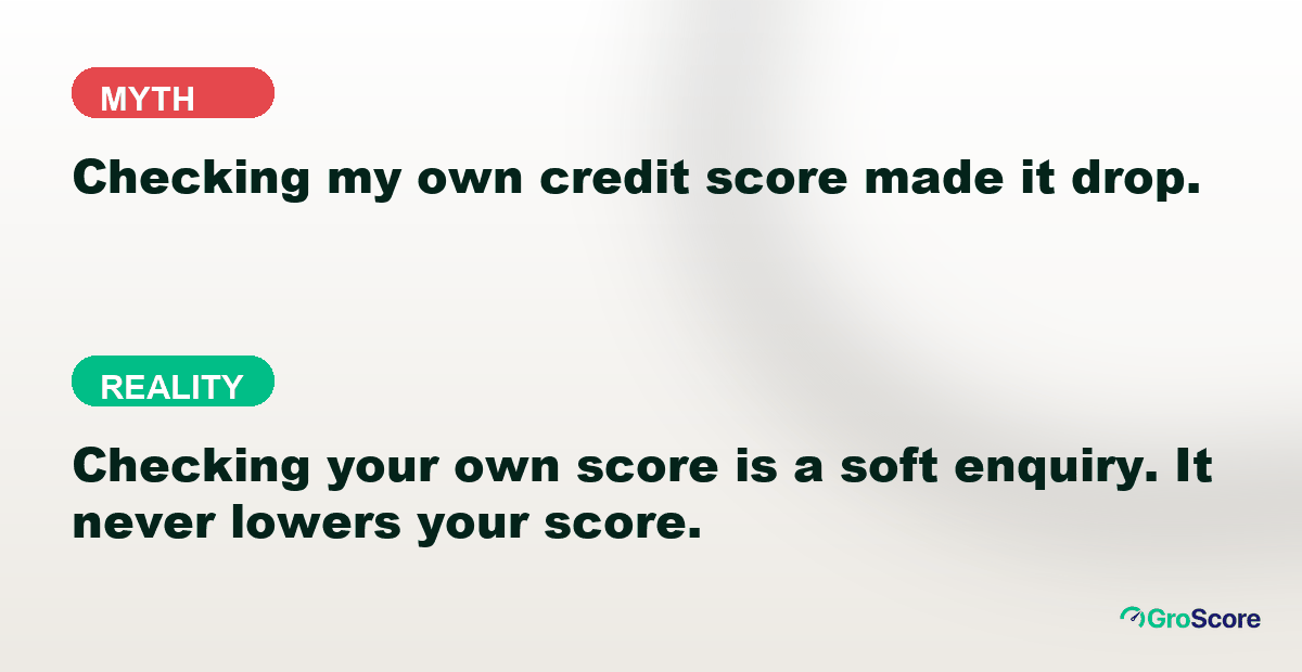 Myth versus reality: checking your own credit score does not lower it, it is a soft enquiry