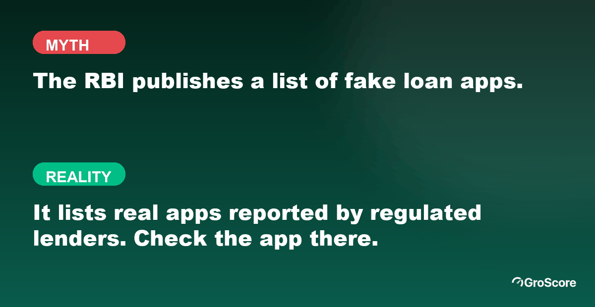 Myth versus reality: there is no official fake loan app list; check the RBI directory of digital lending apps instead