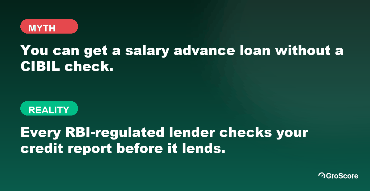 Myth versus reality: a salary advance loan without a CIBIL check is not offered by RBI-regulated lenders; every one checks your credit report