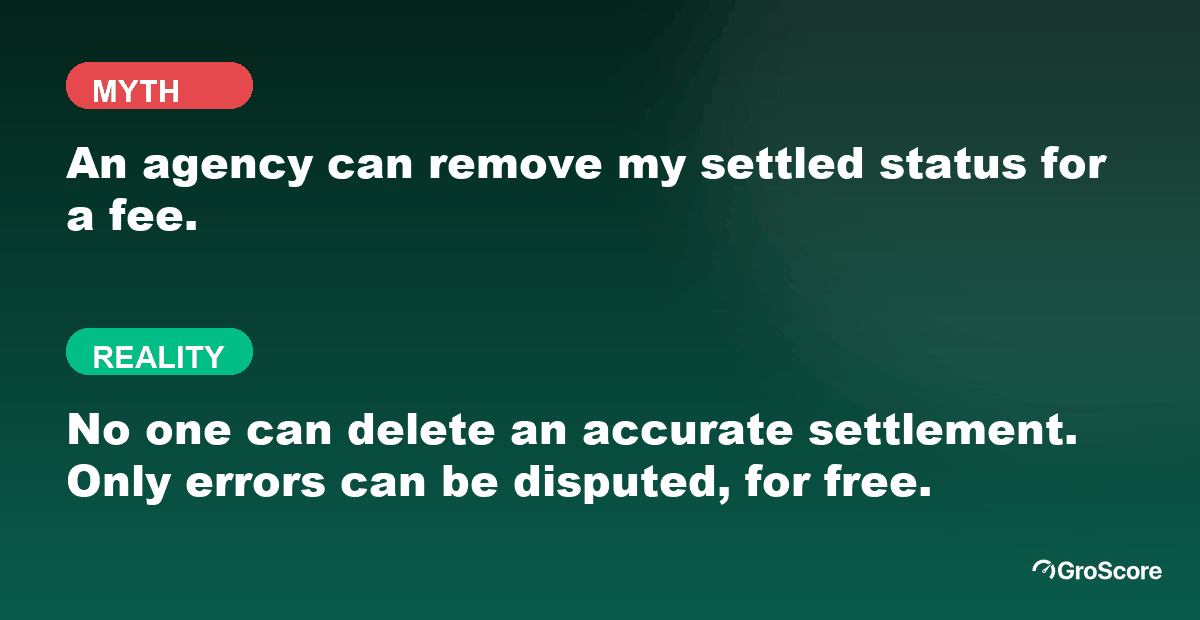 Myth versus reality: paying an agency cannot remove an accurate settled status from your CIBIL report