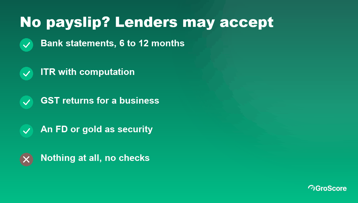 Instant personal loan without income proof: what lenders accept instead of a salary slip, including bank statements, ITR, GST returns and secured options