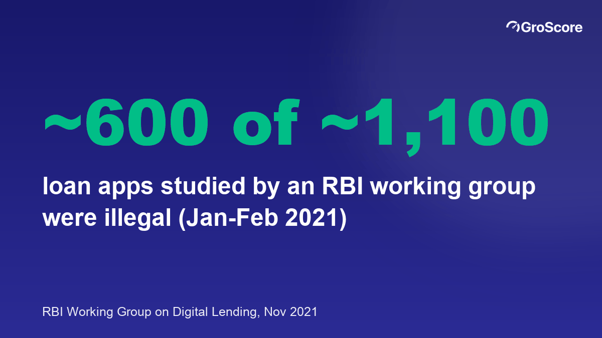 Stat: about 600 of roughly 1,100 loan apps studied by an RBI working group in January and February 2021 were illegal