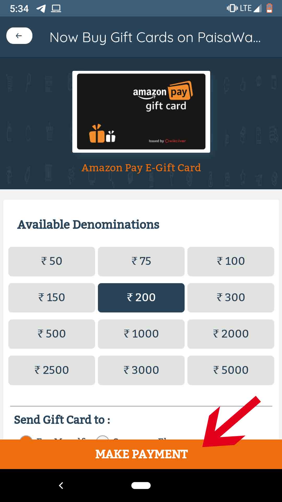 tap on payment