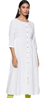 Varanga-white-Khari-print-flared-anarkali-Best-Kurtas-at-75%-off-amazon