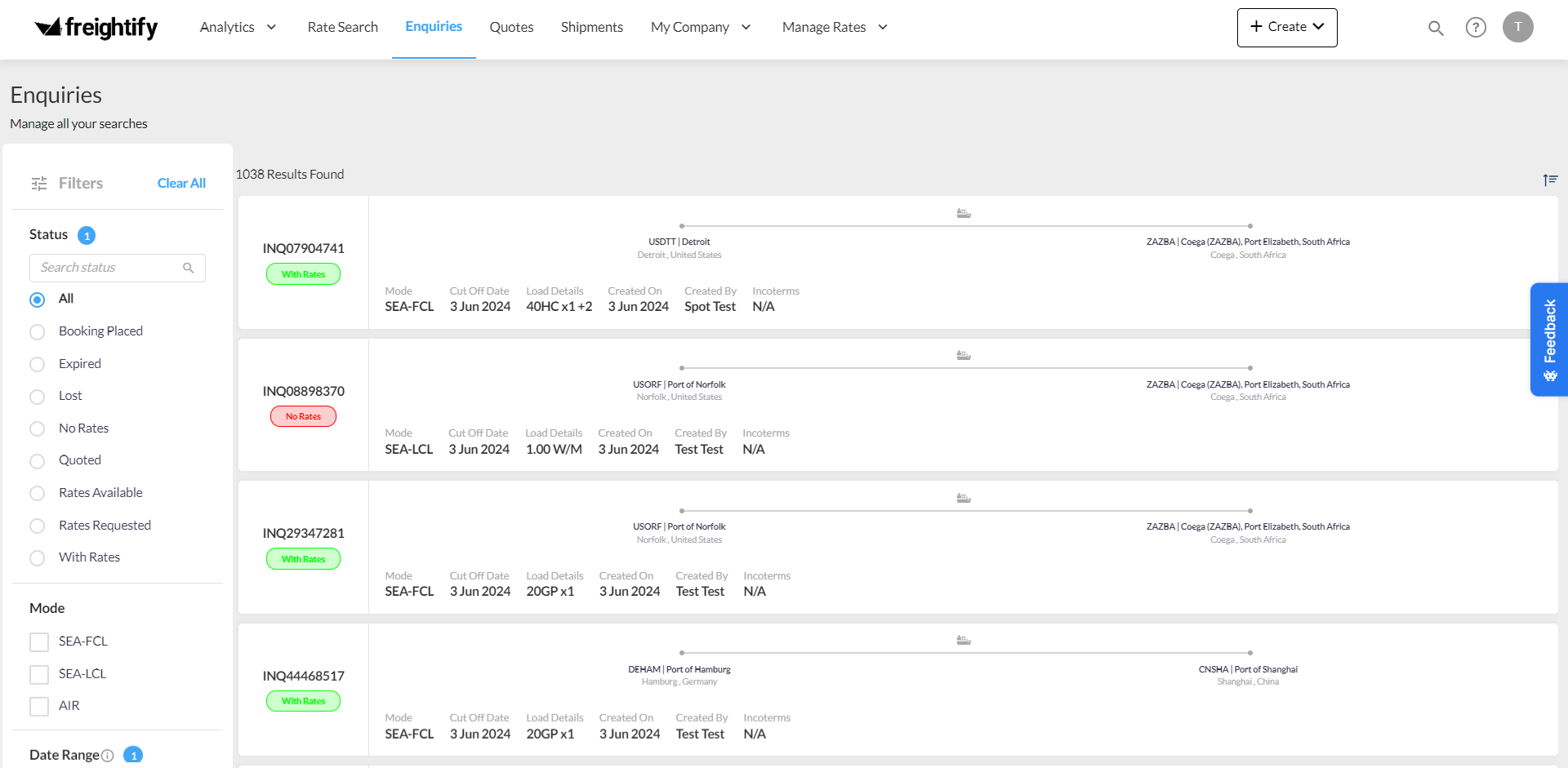 How to have an overview of an Enquiry ? Freightify