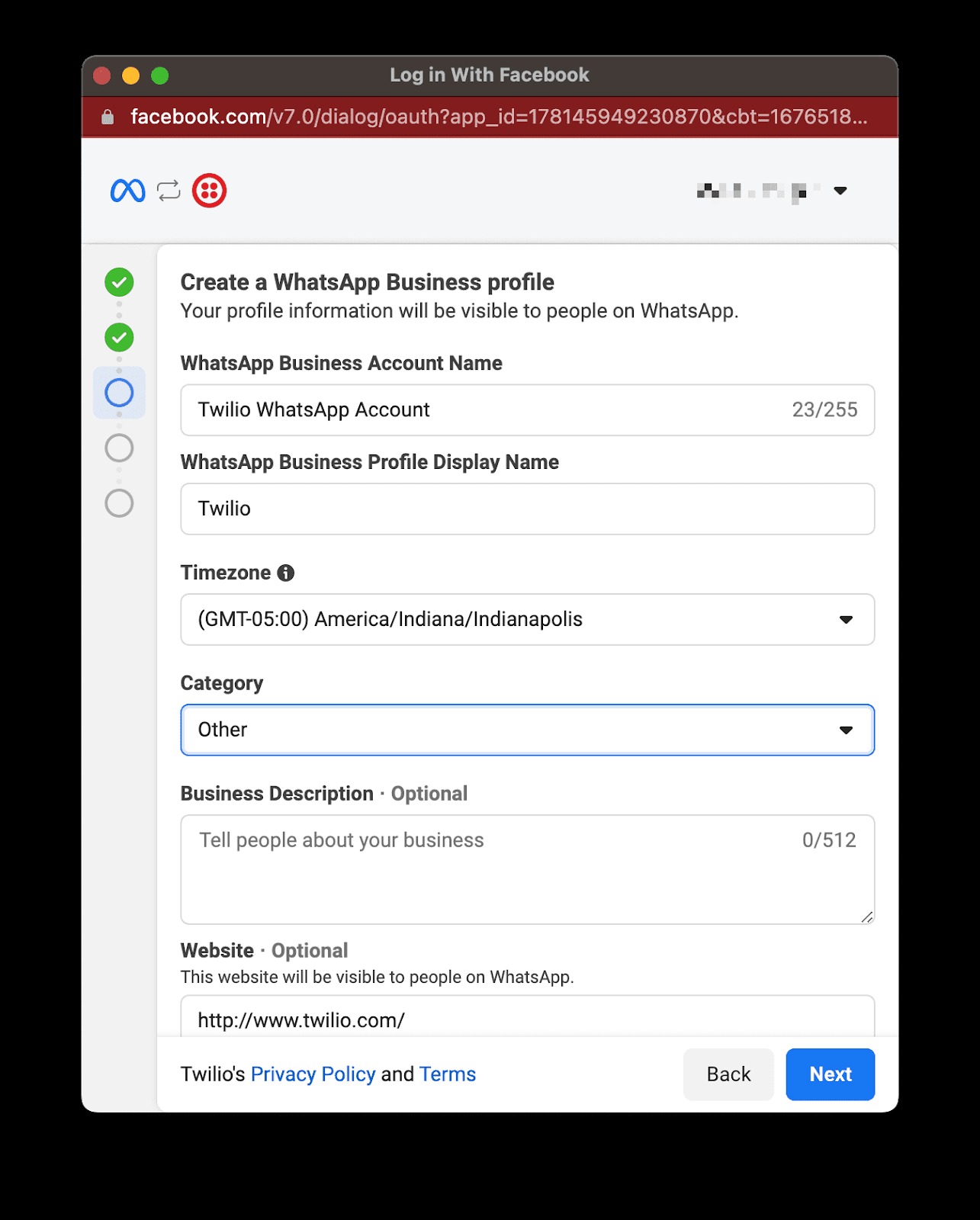 WhatsApp Self Sign-up 3.
