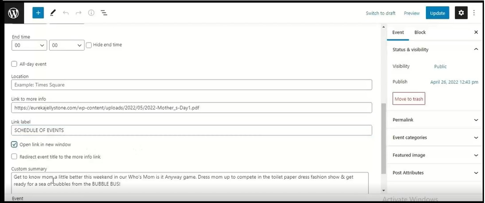 Event editor
